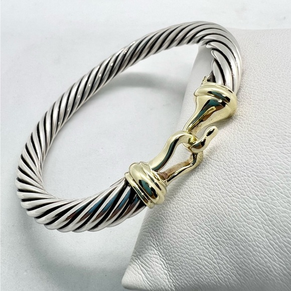 David Yurman 7mm Cable Gold Buckle Bracelet - Picture 12 of 16